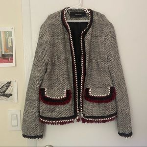 Zara Basic Tweed Jacket Size Small